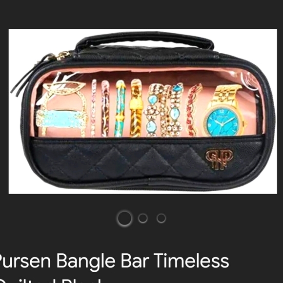 PurseN Bangle Rings Jewelry Bag w Handle,Travel Storage Floral Black Silver EUC! - Picture 2 of 10